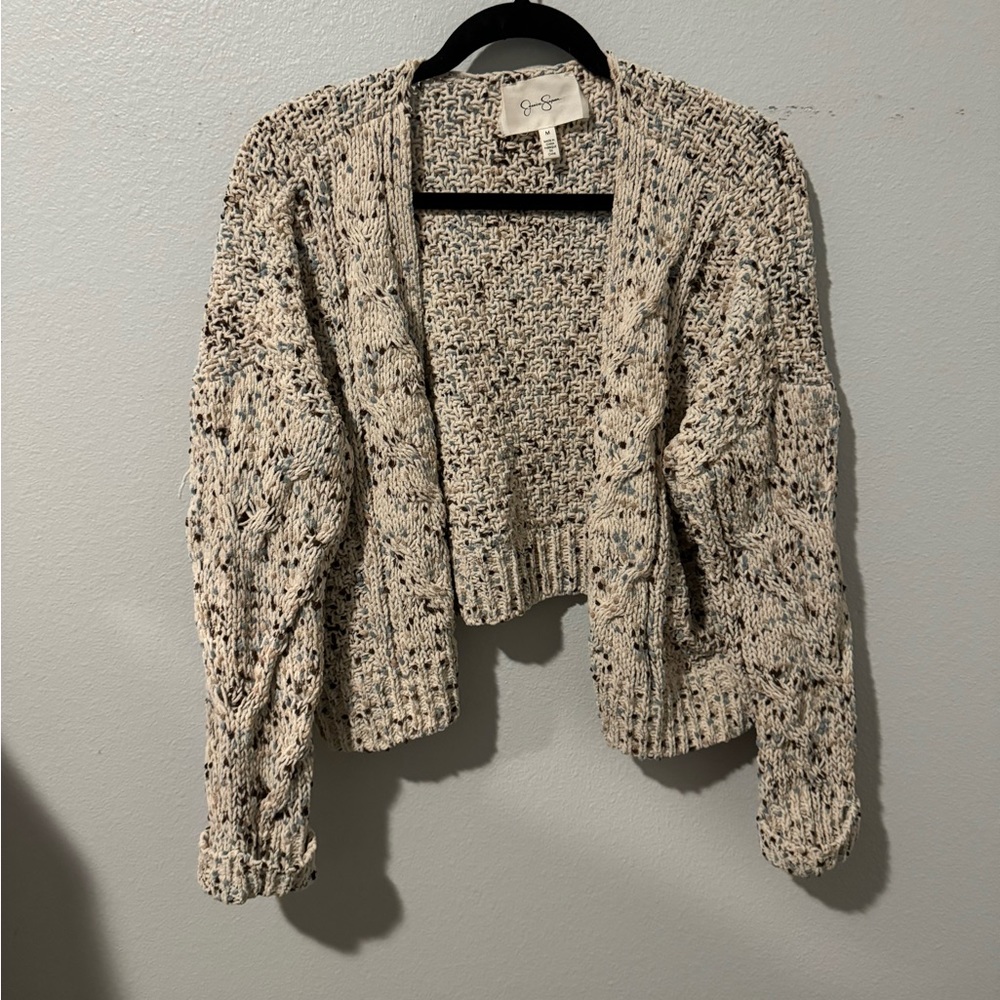 Jessica Simpson Knitted Crochet Cropped Cardigan